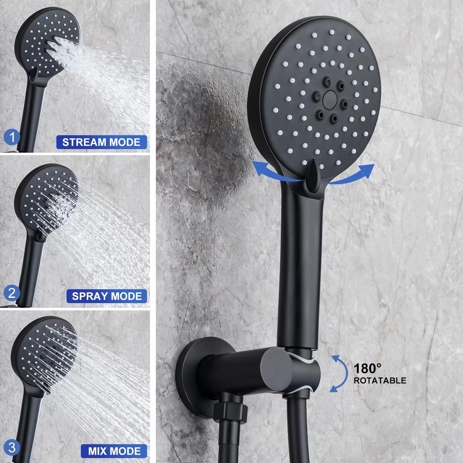 10" Shower Head 2-way Wall-Mount Round Shower Faucet with Rough-in Valve