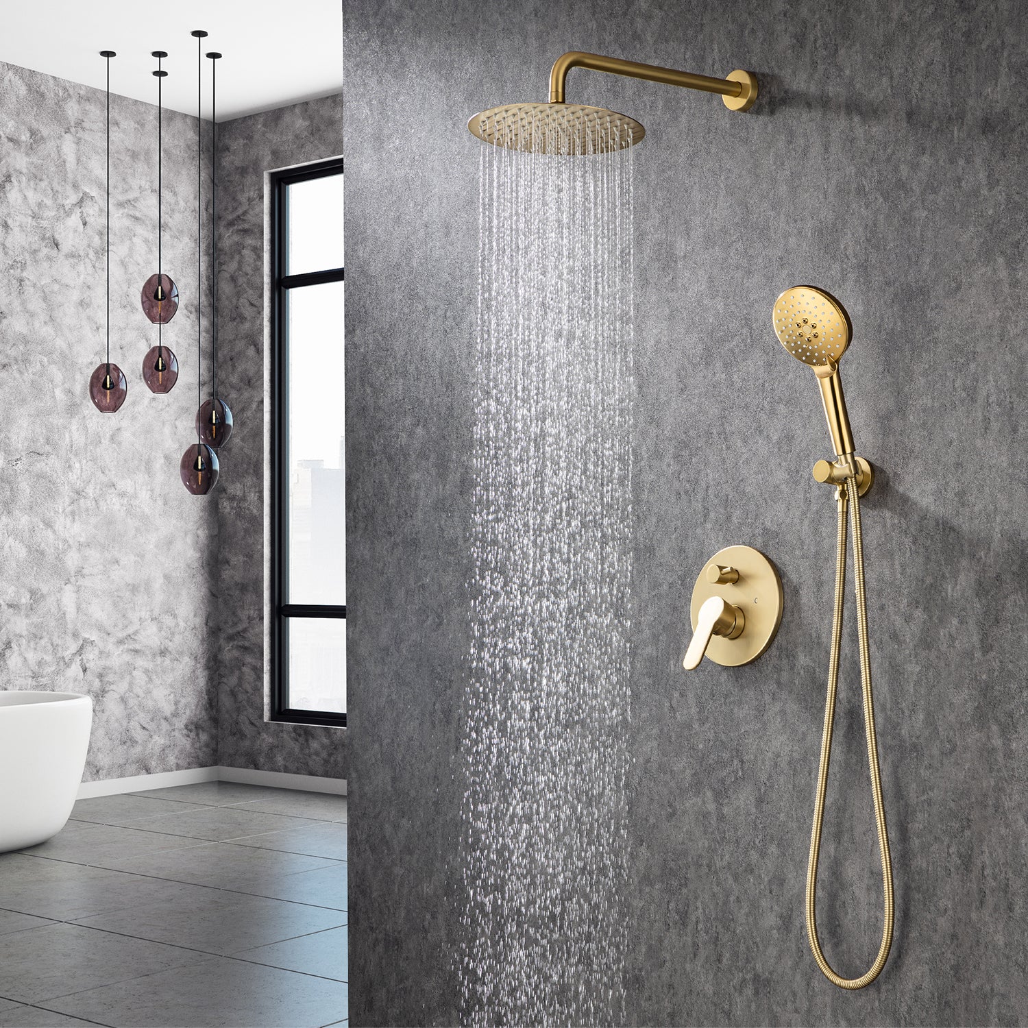 10" Shower Head 2-way Wall-Mount Round Shower Faucet with Rough-in Valve