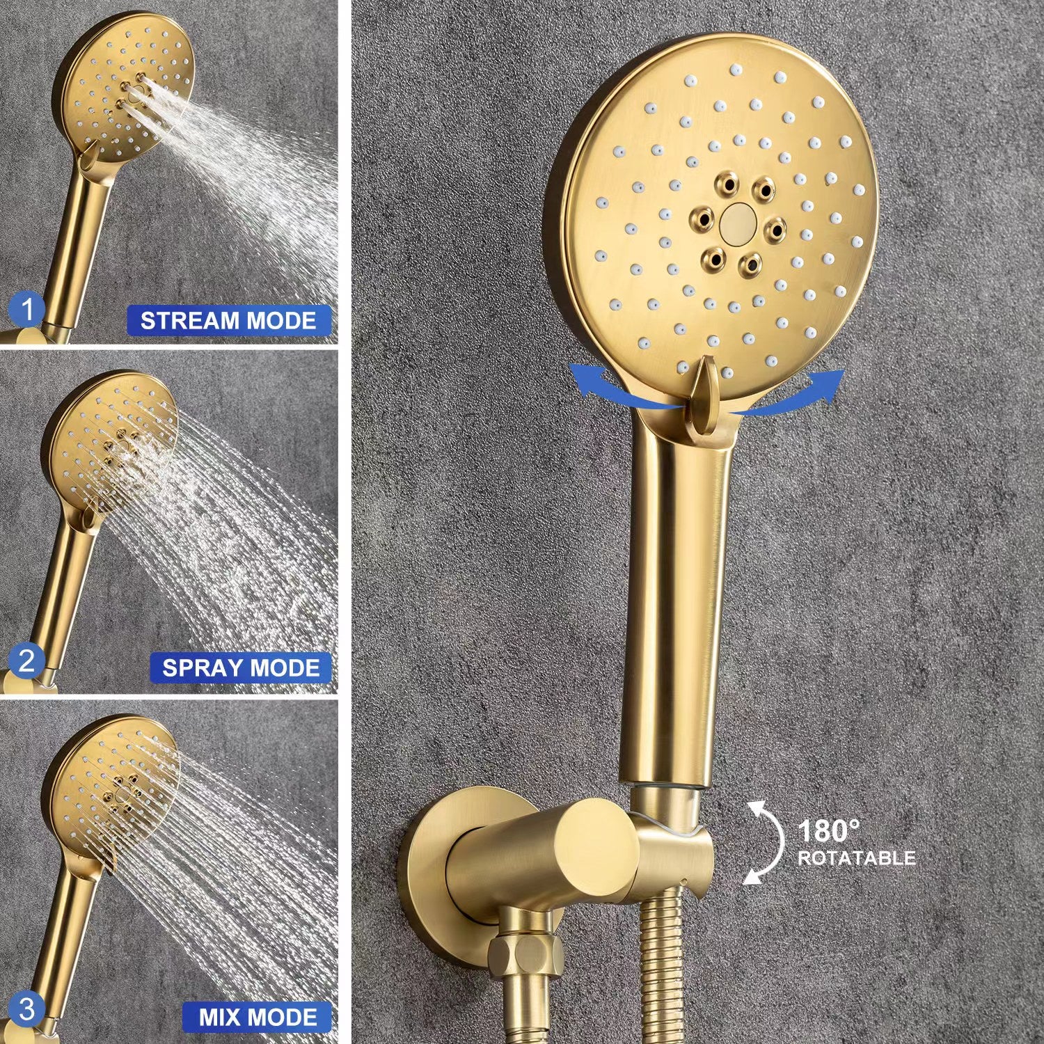 10" Shower Head 2-way Wall-Mount Round Shower Faucet with Rough-in Valve