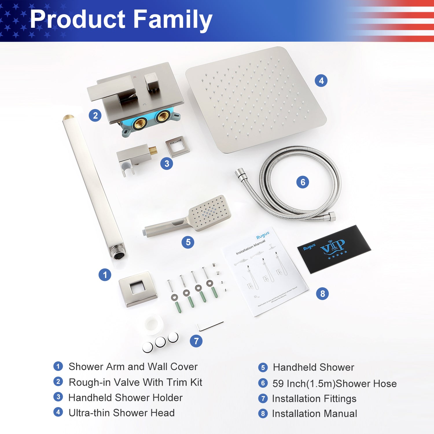 12" Shower Head 2-way Ceiling-Mount Square Shower Faucet with Rough-in Valve