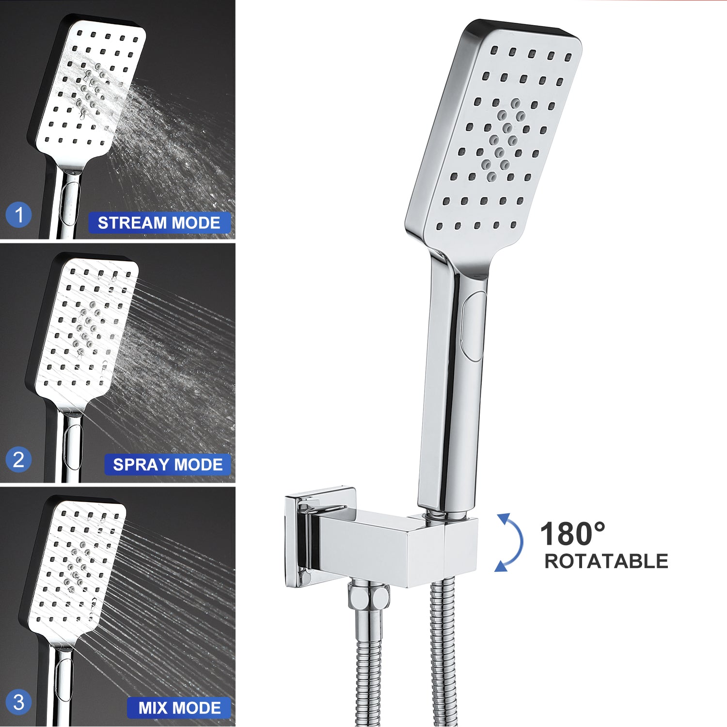 12" Shower Head 2-way Ceiling-Mount Square Shower Faucet with Rough-in Valve